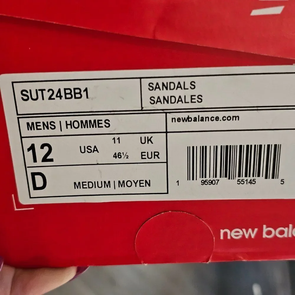 New Balance Men's Pool Locker Synthetic Flip Flop Sandals Black/Blue Size 12 NWT